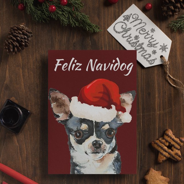 Cartes Pour Fêtes Annuelles Funny Feliz Navidog Chihuahua (Créateur téléchargé)