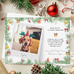 Cartes Pour Fêtes Annuelles Funny Festive animal de compagnie photo chien pers<br><div class="desc">Funny Pet Dog Custom Christmas Holiday Card vous pouvez facilement ajouter la photo et le message personnalisé de votre animal en cliquant sur le message "Personnaliser".</div>