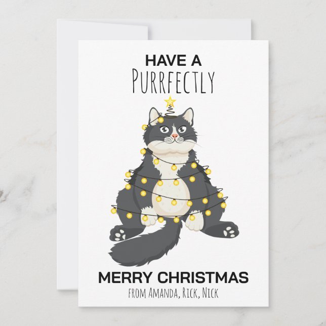 Cartes Pour Fêtes Annuelles Funny Festive Christmas Cat Minimal Animal Lover (Devant)