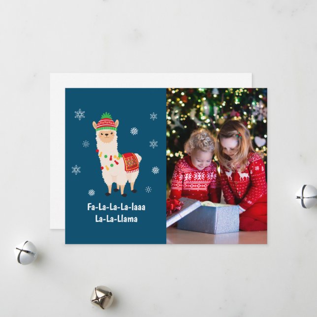 Cartes Pour Fêtes Annuelles Funny Festive Llama Pun Photo (Devant/Arrière en situation)