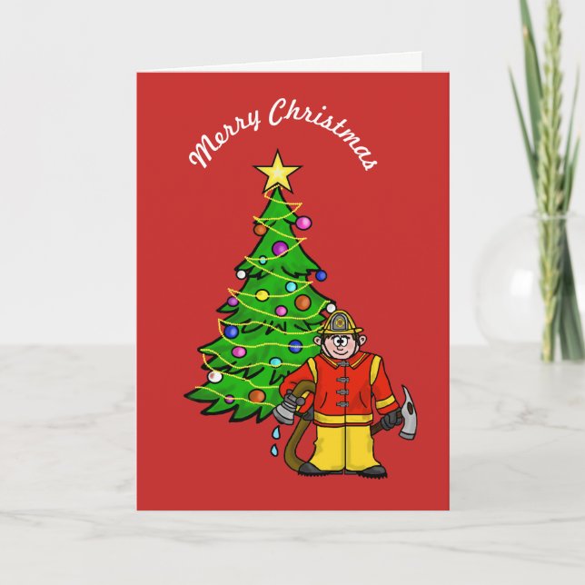 Cartes Pour Fêtes Annuelles Funny Fireman Christmas Grey Card (Devant)