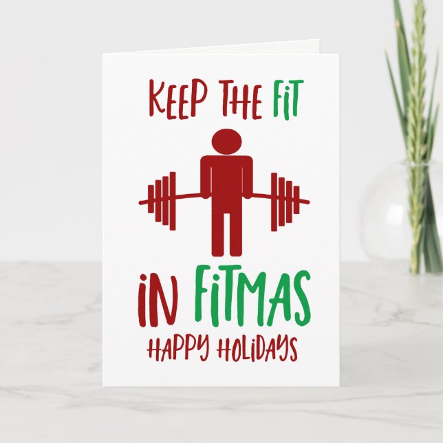 Cartes Pour Fêtes Annuelles Funny Fitmas Joyeux Noël Fitness Pun Holiday (Devant)