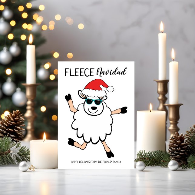 Cartes Pour Fêtes Annuelles Funny Fleece Navidad Dancing Sheep Père Noël Noël (Créateur téléchargé)