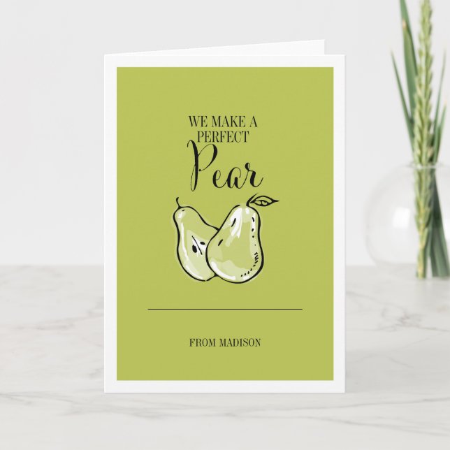 Cartes Pour Fêtes Annuelles Funny Fruit Pun Parfait Pear Valentine Card (Devant)