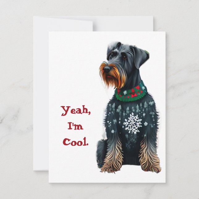 Cartes Pour Fêtes Annuelles Funny Giant Schnauzer en Sweat de Noël (Devant)