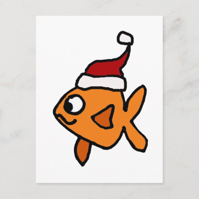 Cartes Pour Fêtes Annuelles Funny Goldfish in Santa Hat Art de Noël (Devant)