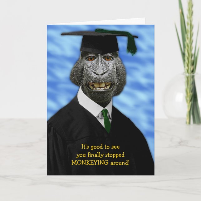 Cartes Pour Fêtes Annuelles Funny Graduation Monkey Macaque Félicitations (Devant)