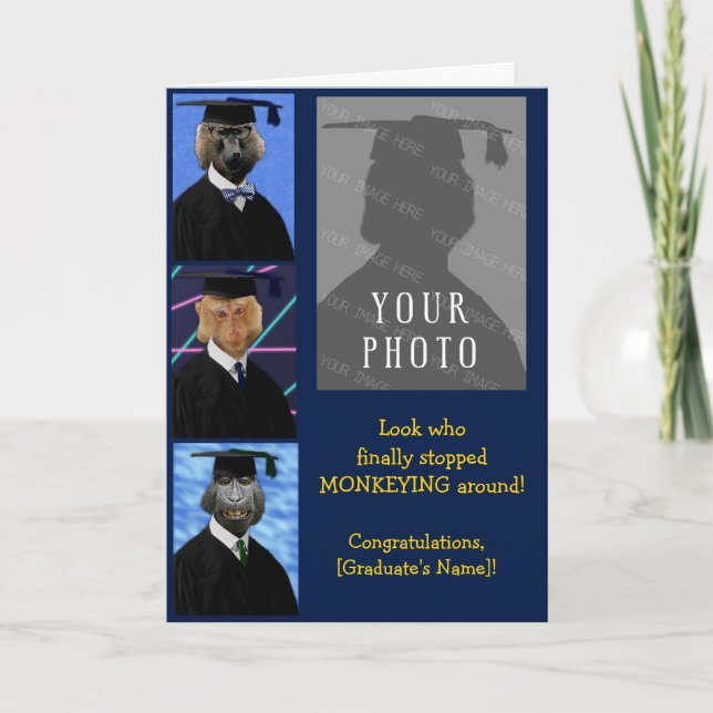 Cartes Pour Fêtes Annuelles Funny Graduation Singes Custom Félicitations (Devant)