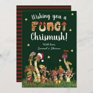 Cartes Pour Fêtes Annuelles Funny Green Festive Champignons Pun de Noël