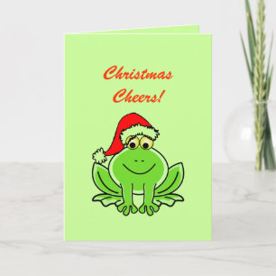 Cartes Pour Fêtes Annuelles Funny Grenouille verte Père Noël Casquette Noël