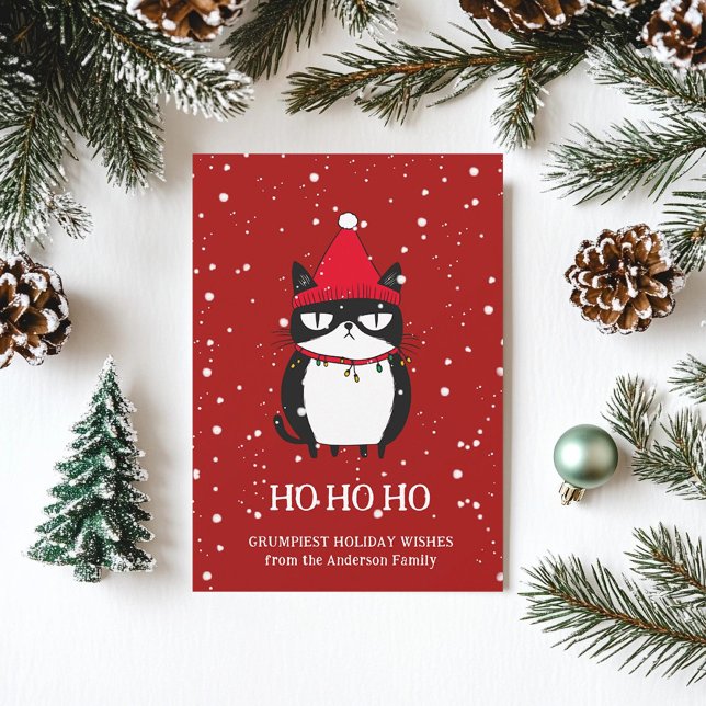 Cartes Pour Fêtes Annuelles Funny Grouchy Chat Catmas Humour Noël (Créateur téléchargé)