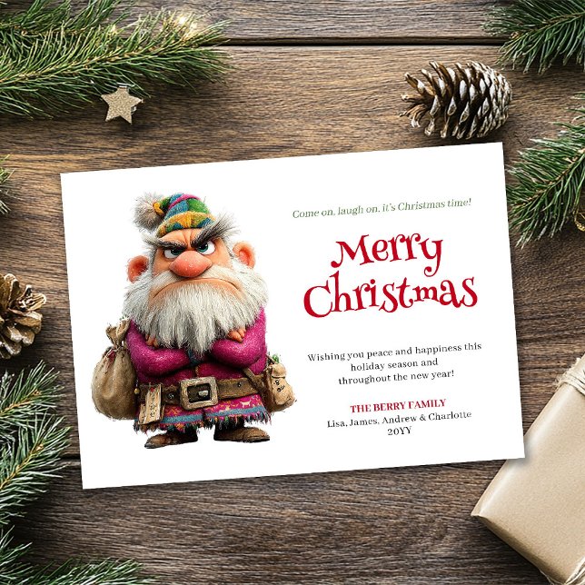 Cartes Pour Fêtes Annuelles Funny grumpy Santa downloadable holiday greeting (Funny grumpy Santa downloadable holiday greeting)