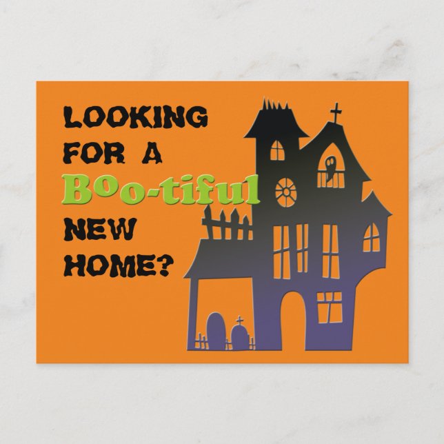 Cartes Pour Fêtes Annuelles Funny Halloween Maison hantée Immobilier (Devant)