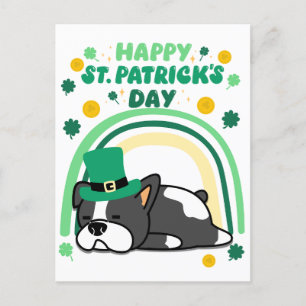 Cartes Pour Fêtes Annuelles Funny Happy St. Patrick chiot de jour avec arc-en-