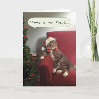 Cartes Pour Fêtes Annuelles Funny Holiday Cat Card, Catnip est pour les chatte