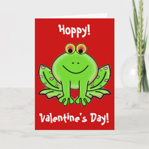 Cartes Pour Fêtes Annuelles Funny Hoppy Valentine's Day Frog Coeurs roses