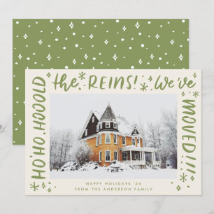 Cartes Pour Fêtes Annuelles Funny House Moving Green Letters Photo de Noël