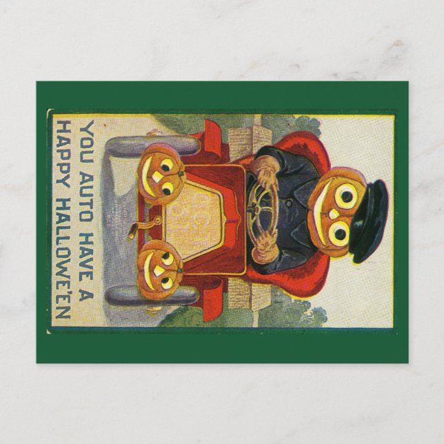 Cartes Pour Fêtes Annuelles Funny jack-o-lantern in a car Halloween postcard (Devant)