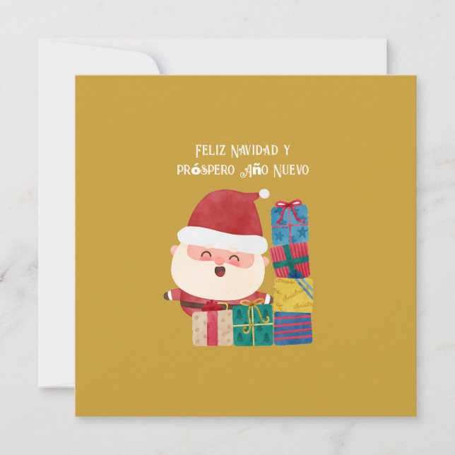 Cartes Pour Fêtes Annuelles Funny Joyeux Noël & Bonne Année en espagnol (Devant)