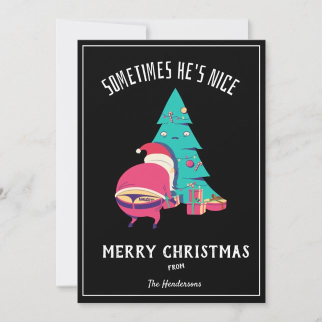 Cartes Pour Fêtes Annuelles Funny Joyeux Noël Salutation Naughty Black (Devant)