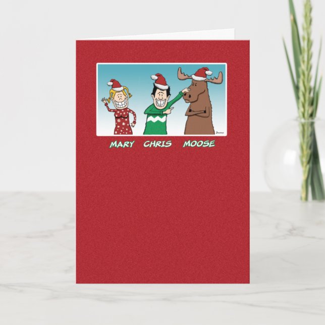Cartes Pour Fêtes Annuelles Funny Mary Chris Moose Christmas (Devant)