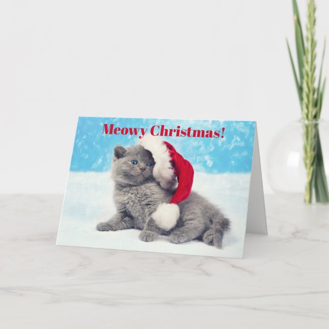 Cartes Pour Fêtes Annuelles Funny Meowy Christmas Kitten Card 2 (Devant)