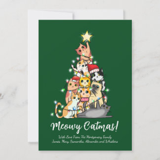 Cartes Pour Fêtes Annuelles Funny mignon Meowo Catmas Cat Christmas Tree