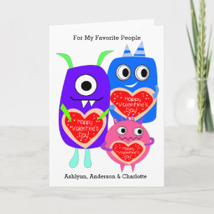 Cartes Pour Fêtes Annuelles Funny Monster Kids Saint Valentin
