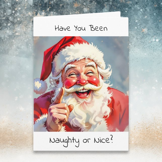 Cartes Pour Fêtes Annuelles Funny Naughty or Nice Santa Christmas (Créateur téléchargé)