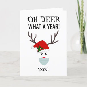 Cartes Pour Fêtes Annuelles Funny Noël 2021 Oh Deer Reindeer Personnalisé