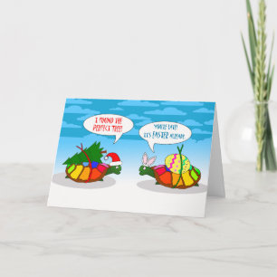 Cartes Pour Fêtes Annuelles Funny Noël Belated, Tortue Lente avec Arbre