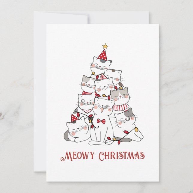 Cartes Pour Fêtes Annuelles Funny Noël Chats Amoureux des chats Noël (Devant)