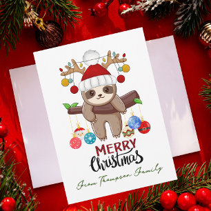 Cartes Pour Fêtes Annuelles Funny Noël Paresseux & Photo de Famille Personnali