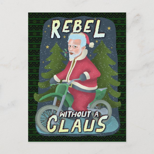 Cartes Pour Fêtes Annuelles Funny Noël Père Noël Humour Motorcycle Rebel (Devant)