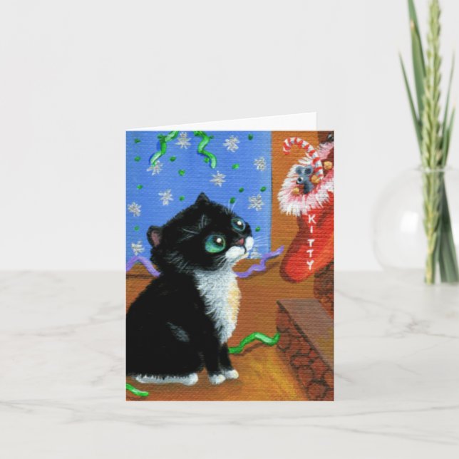 Cartes Pour Fêtes Annuelles Funny Noël Tuxedo Chat noir Créationarts (Devant)