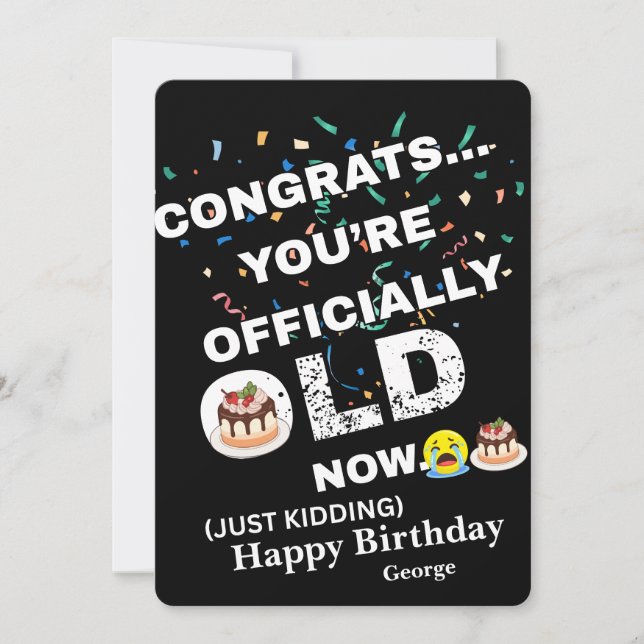 Cartes Pour Fêtes Annuelles Funny Officially Old Birthday - Bold Meme Style (Devant)