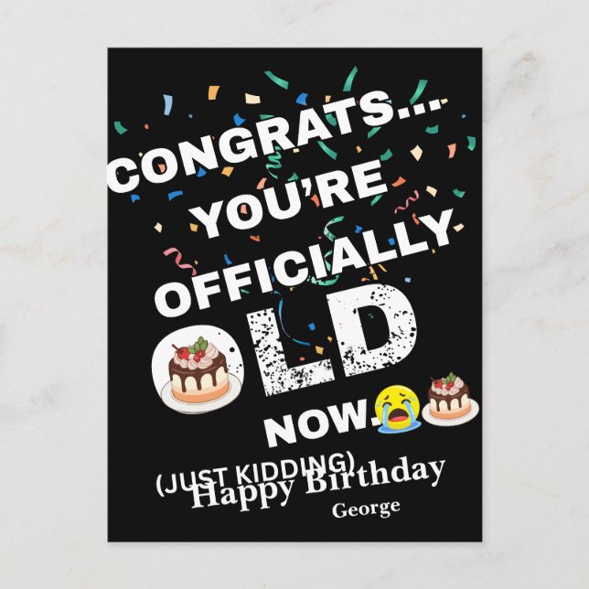 Cartes Pour Fêtes Annuelles Funny Officially Old Birthday - Bold Meme Style (Devant)