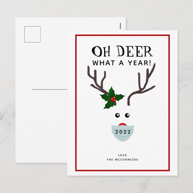 Cartes Pour Fêtes Annuelles Funny Oh Deer What A Year 2021 Christmas (Devant / Derrière)