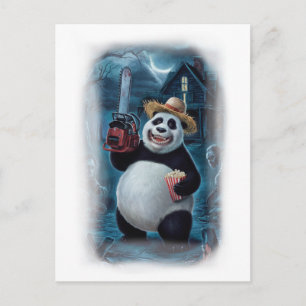 Cartes Pour Fêtes Annuelles Funny Panda Film d'Horreur sur un Fond Blanc