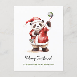 Cartes Pour Fêtes Annuelles Funny Panda jouant au golf Noël