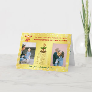 Cartes Pour Fêtes Annuelles Funny Pawsitive Rudolph 2 Photos Lettre or