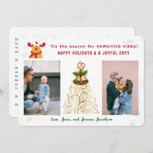 Cartes Pour Fêtes Annuelles Funny Pawsitive Rudolph Happy Holidays 2 Photos