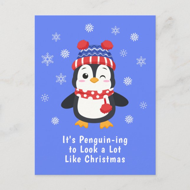 Cartes Pour Fêtes Annuelles Funny Penguin Pun Noël (Devant)