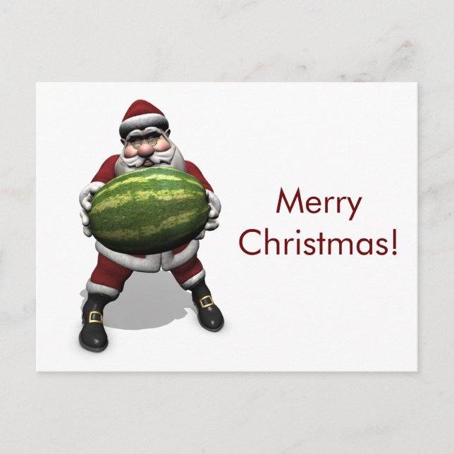 Cartes Pour Fêtes Annuelles Funny Père Noël Avec Melon Géant (Devant)