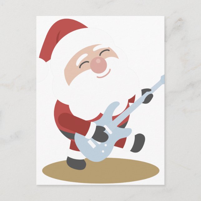 Cartes Pour Fêtes Annuelles Funny Père Noël Rocker Musicien Guitare cadeau de  (Devant)