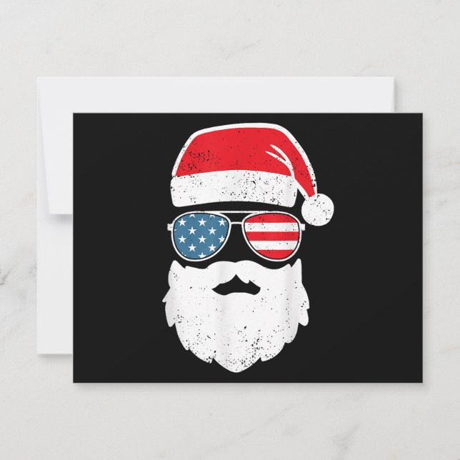 Cartes Pour Fêtes Annuelles Funny Père Noël Visage Lunettes de soleil patrioti (Devant)