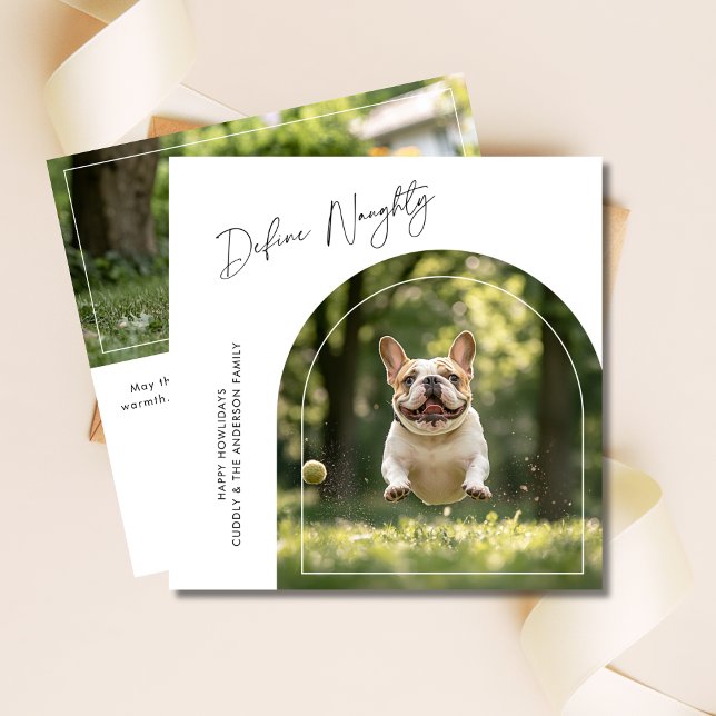 Cartes Pour Fêtes Annuelles Funny Pet Définir Naughty Dog Christmas Arch Photo (Créateur téléchargé)