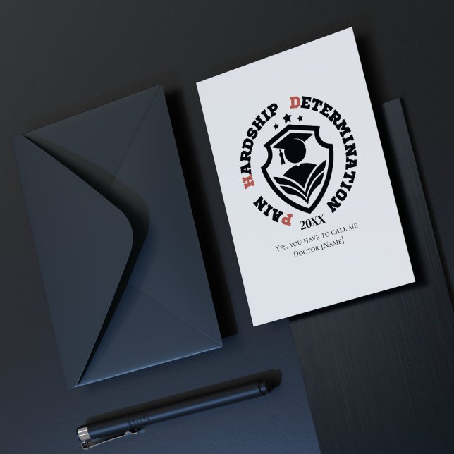 Cartes Pour Fêtes Annuelles Funny PhD Quote Pain, Hardship, Determination (Créateur téléchargé)