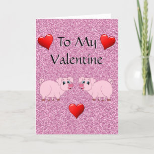 Cartes Pour Fêtes Annuelles Funny Pig Hogs and Kisses Valentine's Day Card