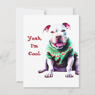 Cartes Pour Fêtes Annuelles Funny Pit Bull dans le pull de Noël